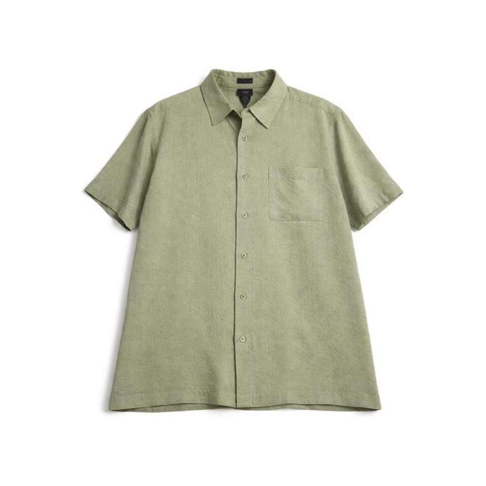 Claiborne Men XL 100% Silk Short Sleeve Dadcore Resort Shirt Textured Sage Green